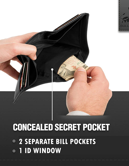 Load image into Gallery viewer, Genuine Nappa Leather Trifold Wallet for Men RFID and ID Window
