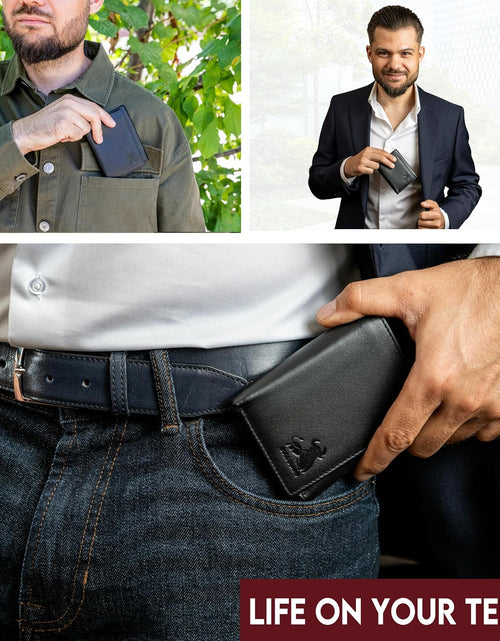 Load image into Gallery viewer, Genuine Nappa Leather Trifold Wallet for Men RFID and ID Window
