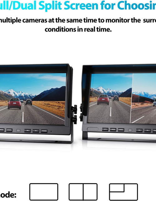 Load image into Gallery viewer, Ⅱ 10&quot; 1080P Wired Backup Camera System,10-Inch HD Dual Split Screen Monitor with Recording IP69 Waterproof Rear View Camera Parking Lines Supports up to 2 Cameras for Truck/Trailer/Rv(Dy101)

