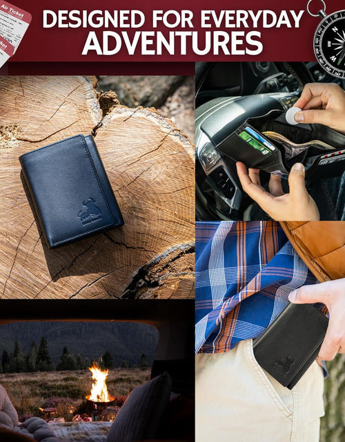 Load image into Gallery viewer, Genuine Nappa Leather Trifold Wallet for Men RFID and ID Window
